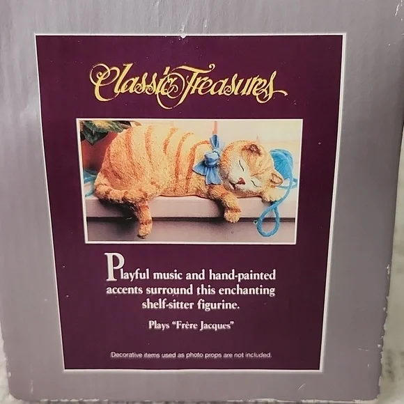 Classic Treasures musical kitten hand Painted shelf sitter Resin orange cat - Picture 3 of 8